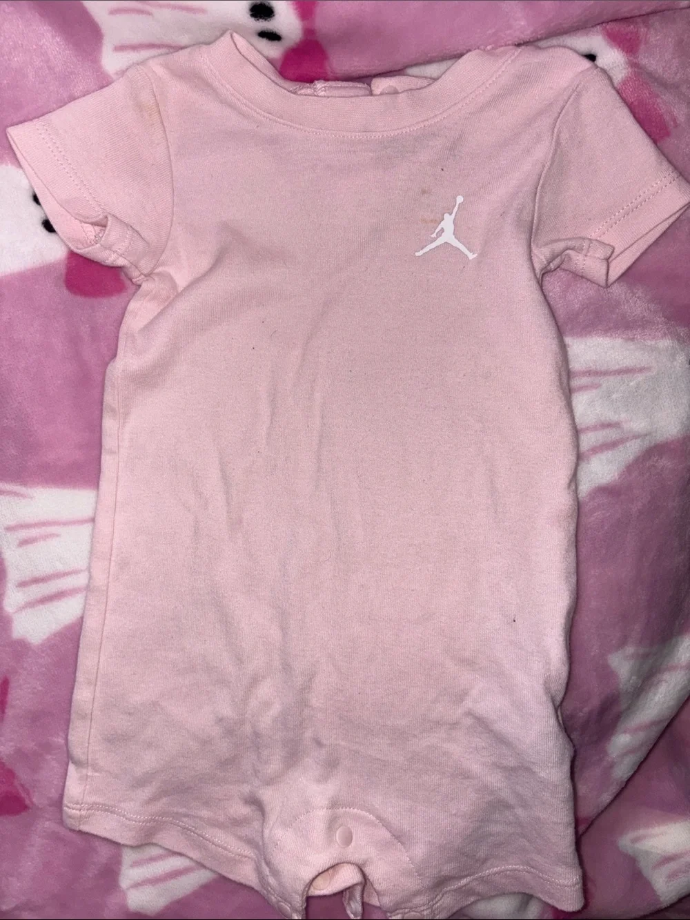 Jordan Pink Short-Sleeve Baby Romper with White Jumpman